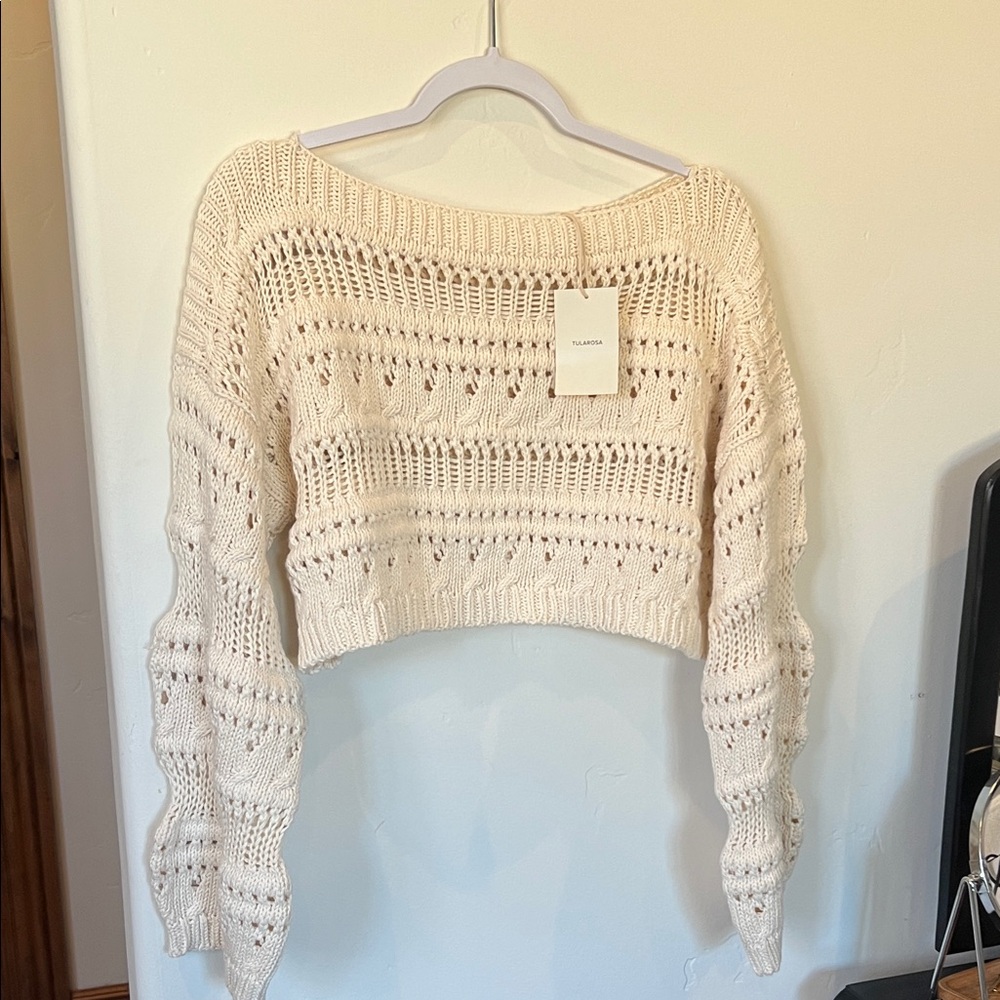 Tularosa Cropped Cream Sweater